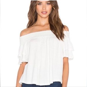Free People Santorini White Ruffle Off Shoulder Top